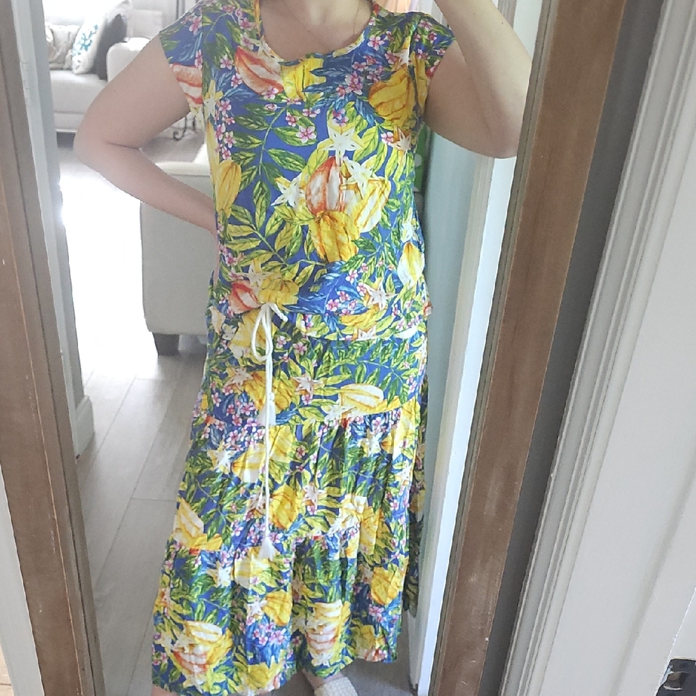 RACHEL Rachel Roy Yellow and Blue 2 Piece Top And Maxi Skirt